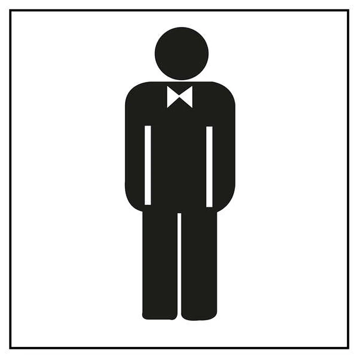 Apli Pegatina en PVC para Señalizacion de Lavabo Caballeros - Medidas 114x114mm - Adhesivo Permanente - Dibujo Negro sobre Fondo Blanco 1