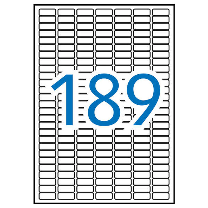 Apli Pack de 1.890 Etiquetas Rectangulares 25.4x10mm - 10 Hojas por 189 Etiquetas - Adhesivo Permanente - Cantos Romos - Aptas para Impresion Inkjet y 1
