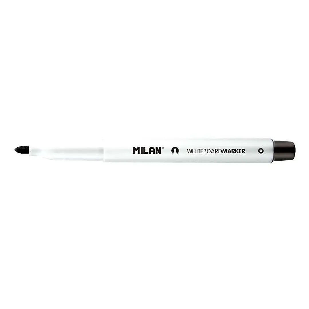 Milan Rotuladores para Pizarra Blanca con Punta Redonda - Punta 3.7 mm - Tinta a Base de Alcohol - Borrable en Seco - Color Negro 1
