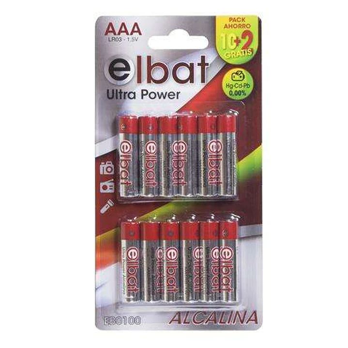Elbat Pack de 12 Pilas Alcalinas LR03/AAA 1