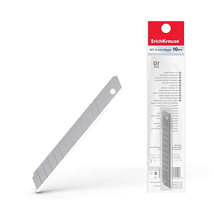 Erichkrause Pack de 10 Cuchillas de Repuesto de Acero Segmentado - Medidas 9mm x 0.5mm - Afilado de Doble Cara - Resistente al Desgaste