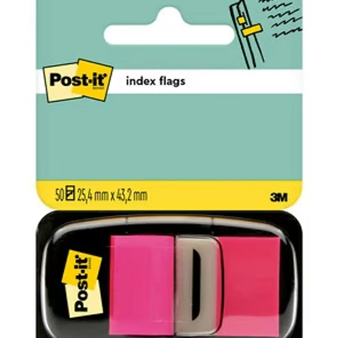 Post-it Index Dispensador con 50 Marcadores Reposicionables 25.4 x 43.2mm - Adherencia Firme - Para Marcar, Señalar o Destacar Informacion - 710006256 1
