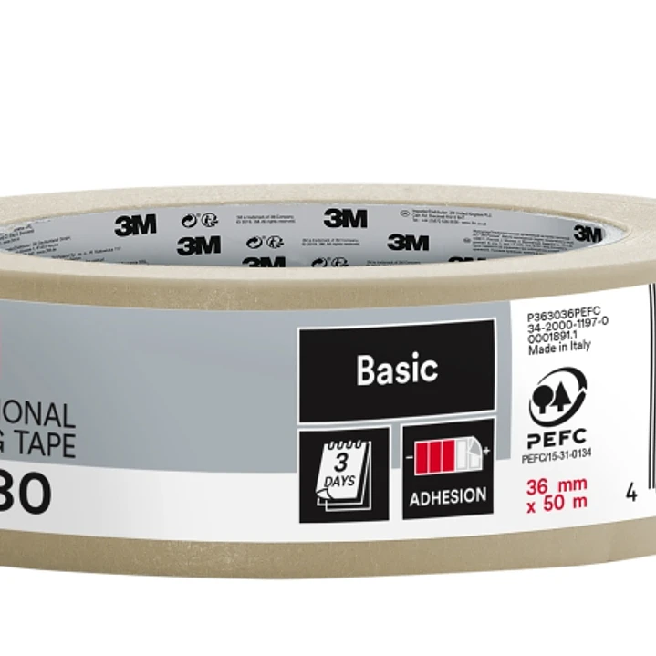 3M Cinta de Enmascarar Profesional - 36mm x 50m - 70% PEFC - Color Blanco 1