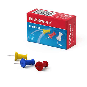 Erichkrause Caja de 50 Agujas Señalizadoras de Colores - Cabeza de Plastico - Aguja de Acero de Alta Calidad - Resistente a la Corrosion - Colores Sur