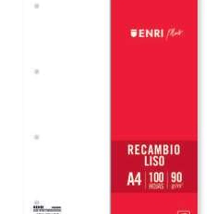 Enri Plus Recambio Formato A4 - Liso 4 Taladros - 100 Hojas 90gr 1