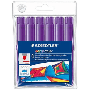Staedtler Noris Watercolour 340 Pack de 6 Rotuladores de Gran Tamaño - Trazo 3mm Aprox - Lavable Facilmente - Tinta Base de Agua - Color Violeta