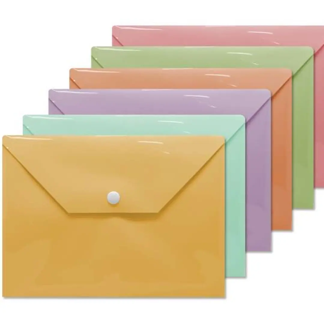 Bismark Sobre Portadocumentos Formato 4º - Cierre de Broche - Fabricado en Polipropileno - Colores Pastel Surtidos 1