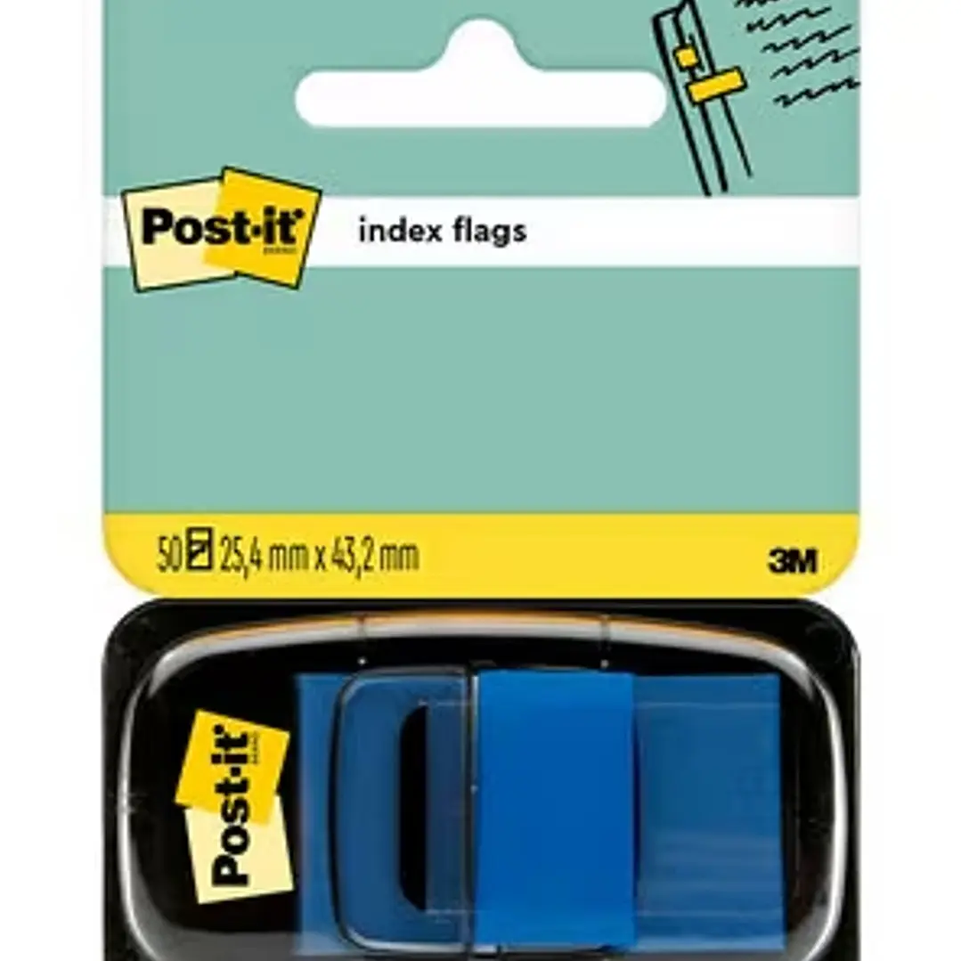 Post-it Index Dispensador con 50 Marcadores Reposicionables 25.4 x 43.2mm - Adherencia Firme - Para Marcar, Señalar o Destacar Informacion - 710008983 1