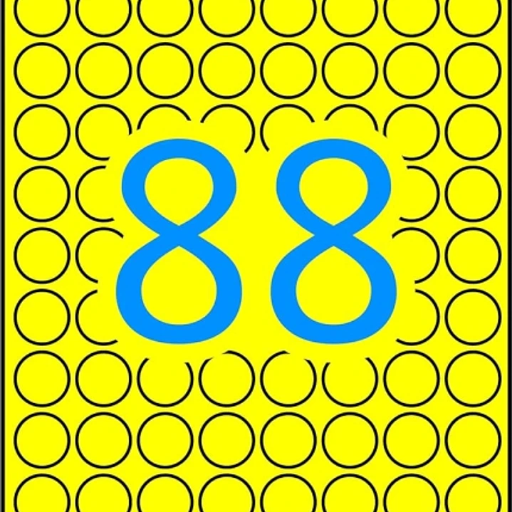 Apli Pack de 704 Etiquetas Redondas Ø 16mm - 8 Hojas A5 por 88 Etiquetas - Adhesivo Permanente - Color Amarillo 1