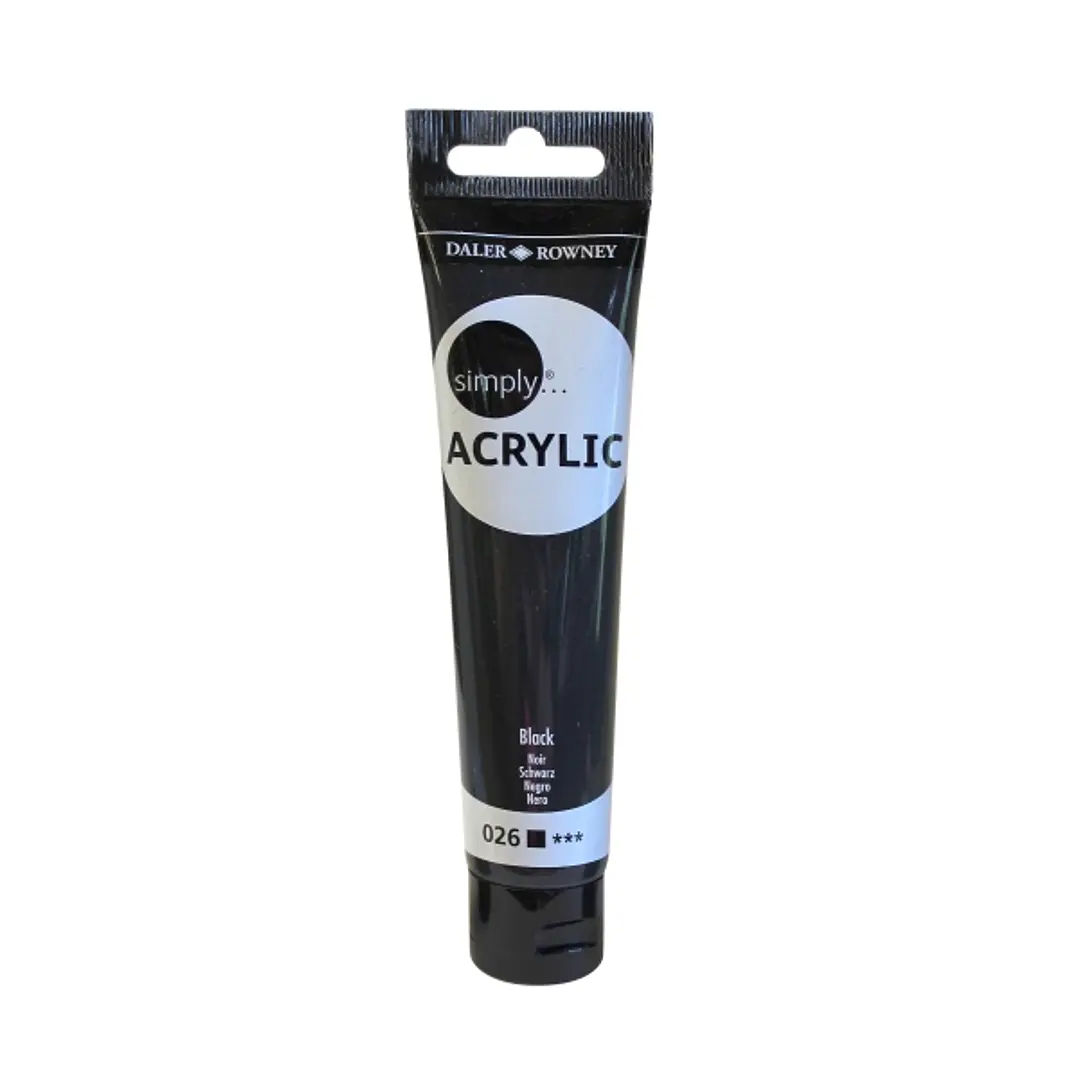 Daler Rowney Simply Pintura Acrilica - Tubo de Plastico - 75ml - Color Negro 1