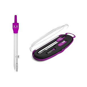 Erichkrause Compases Metalicos Conjunto de Instrumentos School 135mm - Radio Maximo 21 cm - Incluye Afilador y Mina de Recambio - Colores Neon - Estuc