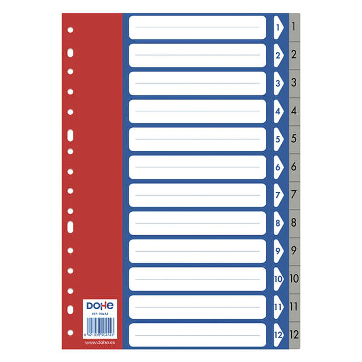 Dohe Separadores para Archivadores y Carpetas de Anillas - 120 Micras - Multitaladro de 16 Perforaciones - Bolsa Autoadhesiva Individual 1