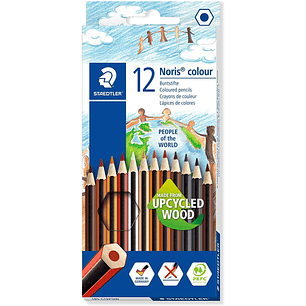 Staedtler Noris Colour 185 People of the World Pack de 12 Lapices Hexagonales de Colores - Fabricados en Wopex - Muy Resistentes - Inspirados en los D
