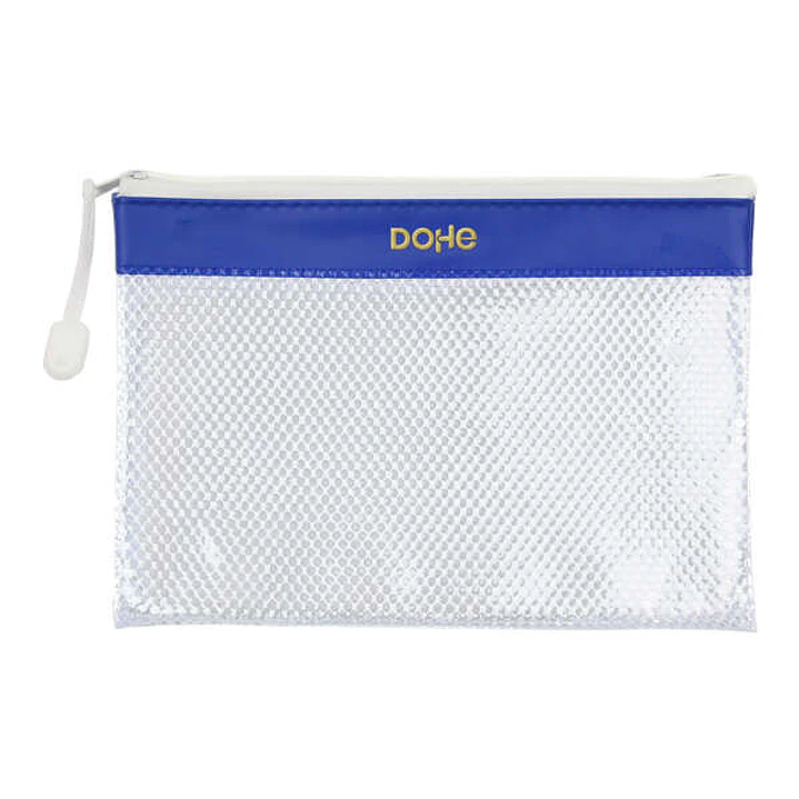 Dohe Bolsa Cremallera PVC - 24x17.5mm - Resistente al Agua - Ideal para Documentos A5 - Color Azul/Transparente 1