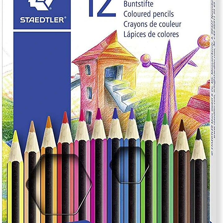 Staedtler Noris Colour 185 Pack de 12 Lapices Hexagonales de Colores - Fabricados en Wopex - Muy Resistentes - Madera de Fuentes Sostenibles - Colores 1