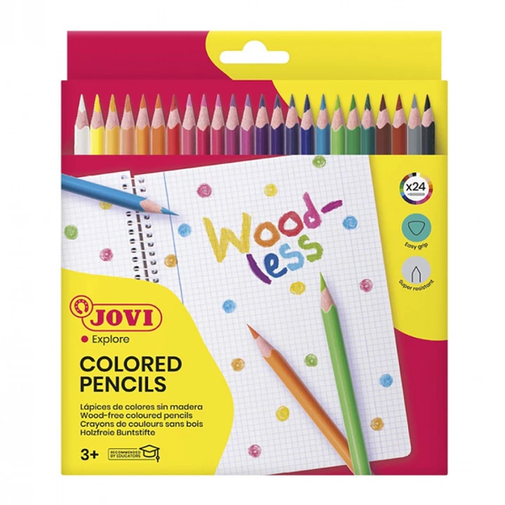 Jovi Woodless Pack de 24 Lapices de Colores - Forma Triangular - Minas Resistentes - Sin Madera - Colores Surtidos 1