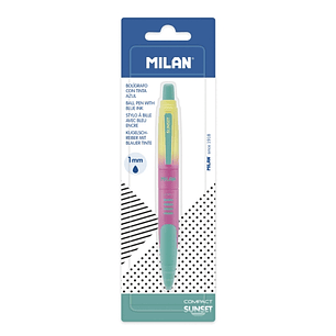 Milan Compact Sunset Blister con 1 Boligrafo de Bola Retractil - Tinta Azul - Punta Redonda 1mm - Colores Surtidos