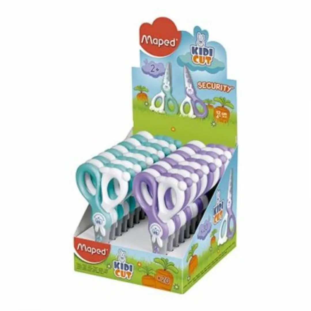 Maped Kidikut Tijera Escolar Punta Redonda 12cm - Cuchillas en Fibra de Vidrio - Mango de Plastico Simetrico - Colores Surtidos 1