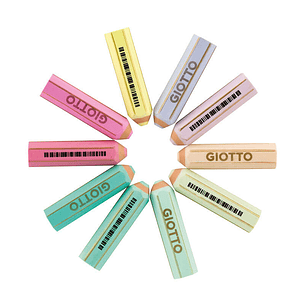 Giotto Happy Gomma Goma de Borrar - Forma de Lapiz - Para Borrar Grafito - 10 Colores Pastel