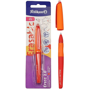 Pelikan Roller Erase 2.0 Boligrafo Trazo 0.7mm - Empuñadura Ergonomica - Larga Duracion de la Tinta - Diseño Fresco y Divertido - Color Rojo