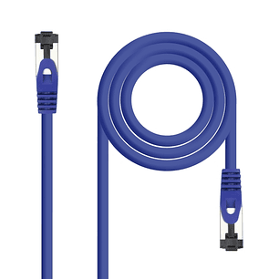 Nanocable Cable Red Latiguillo Cat.8.1 2Ghz LSZH SSTP AWG26 - Longitud 0.5m - Color Azul