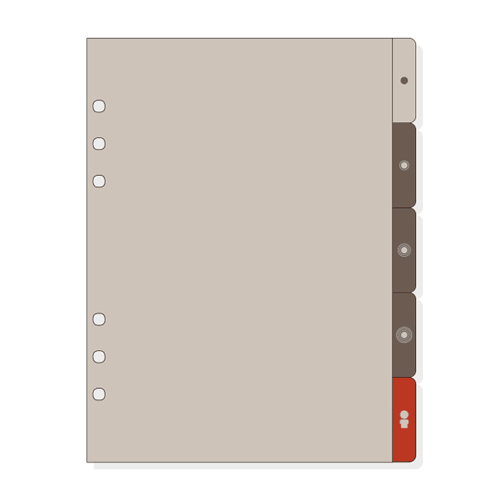Finocam R1063 Separadores Laterales para Agendas Open - 5 Solapas - Formato 1000 - 166x2x215mm - PVC - Color Marron 1
