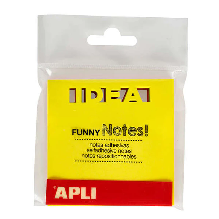 Apli Notas Adhesivas Troquelado Idea 75x75mm Bloc 75 Hojas - 3 Colores Surtidos Fluorescentes - Ideal para Organizar - Vibrante 1