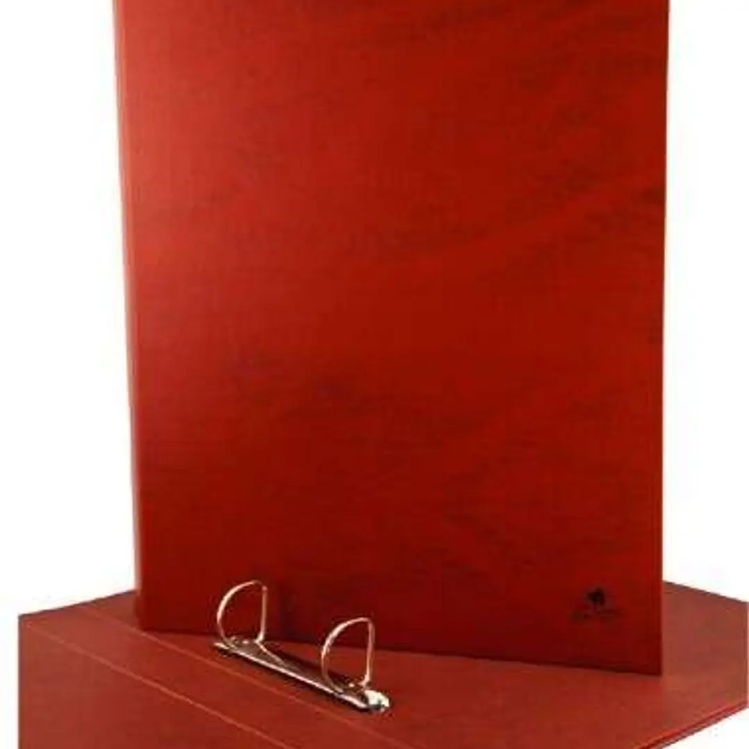 Mariola Carpeta de 2 Anillas Carton Forrado Papel Plastificado Cuero - Tamaño Folio Natural - Anillas Mixtas 40mm - Medidas 34x26x5.5cm - Color Marron 1