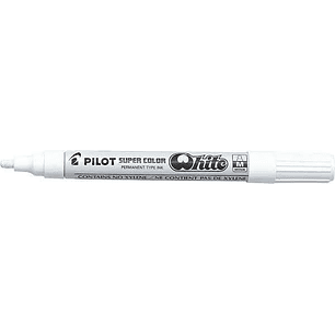 Pilot Super Color Rotulador Permanente - Punta de 4,5mm de Poliacetal - Tinta muy Densa y Opaca - Cuerpo Metalico - Color Blanco