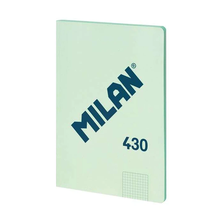 Milan Serie 1918 Libreta Encolada Formato A4 Cuadricula 5x5mm - 48 Hojas de 95 gr/m2 - Microperforado - Tapa Blanda - Color Verde 1