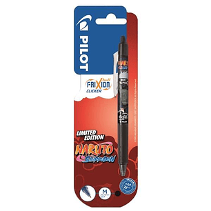 Pilot Frixion Clicker Naruto Shippuden Boligrafo de Gel Retractil Borrable - Punta de Bola 0.7mm - Trazo 0.4mm - Grip de Agarre - Color Negro