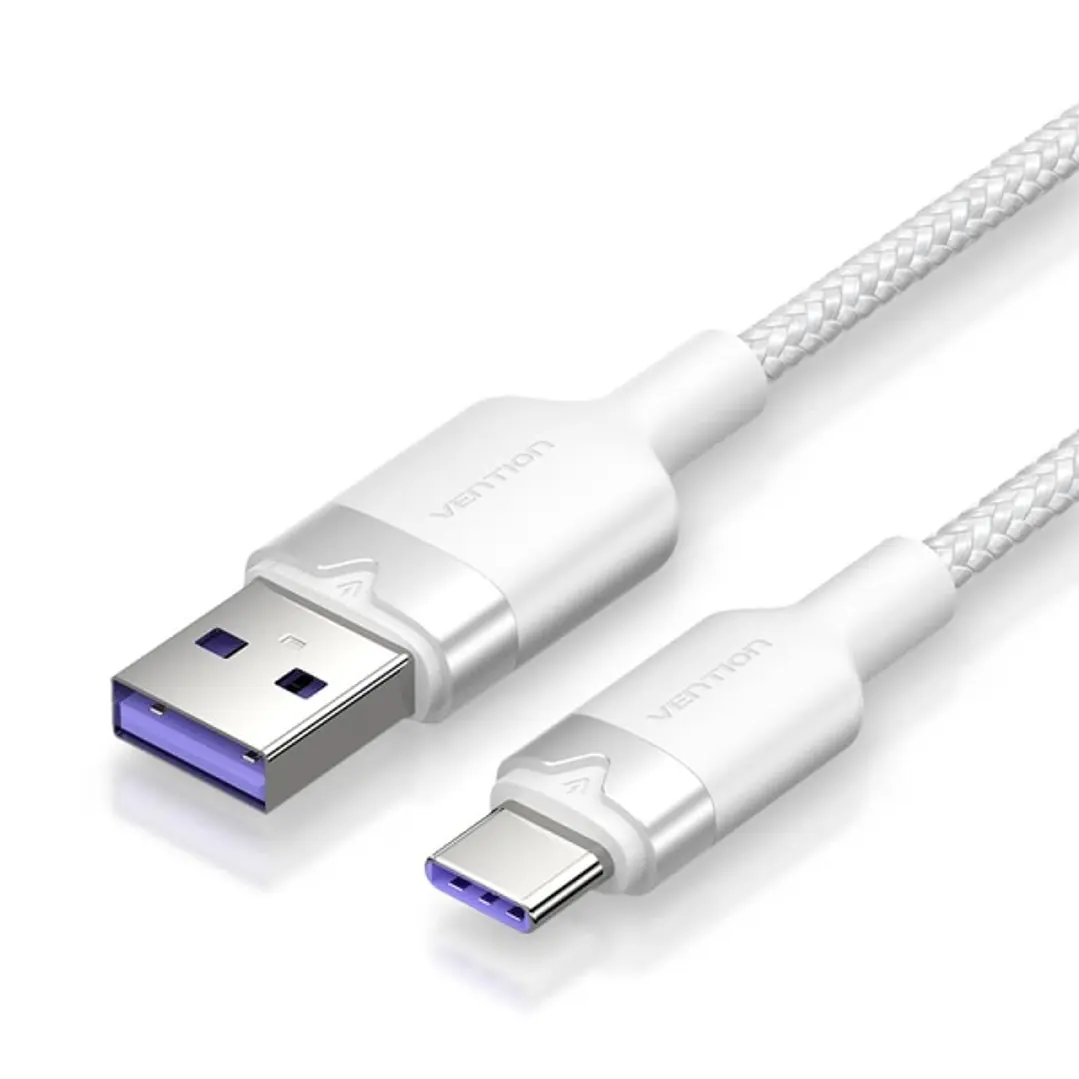 Vention Cable USB-C 2.0 a USB-A 6A 100W - 1m - Trenzado - Color Blanco 1