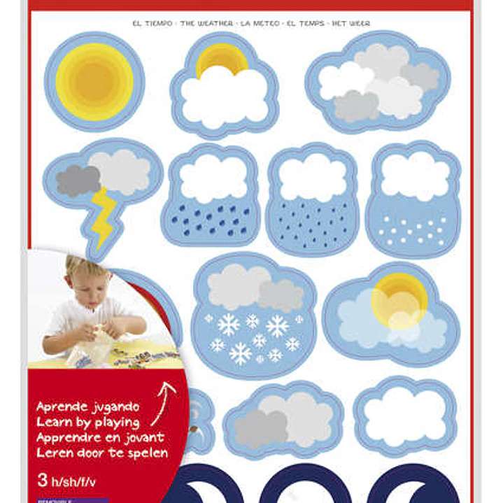 Apli Bolsa de Gomets Tematicos el Tiempo - 51 Gomets en 3 Hojas - Adhesivo Removible - Desarrollados con Educadores - Adhesivo Base Agua - Libre de Di 1