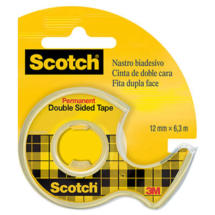 Scotch Cinta Adhesiva de Doble Cara en Dispensador 12mmx6.3m - Adhesivo Permanente - Multiples Usos - Practico Dispensador - 7100150066 1