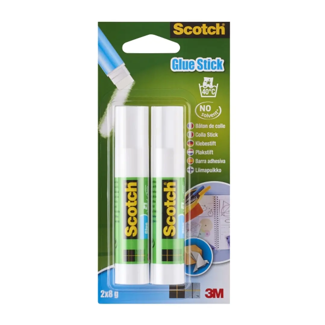 Scotch Pack de 2 Pegamentos en Barra Adhesivo Solido - 8gr por Unidad - Color Transparente 1