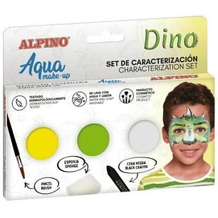 Alpino Aqua Make Up Set de Caracterizacion de Dinosaurio - 3 Polveras + Cera Negra + Pincel + Esponja