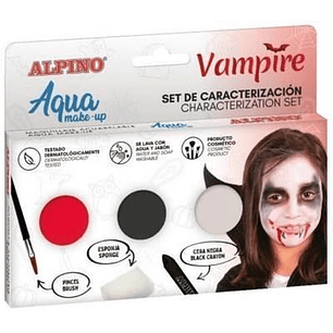 Alpino Aqua Make Up Set de Caracterizacion de Vampiros - 3 Polveras + Cera Negra + Pincel + Esponja