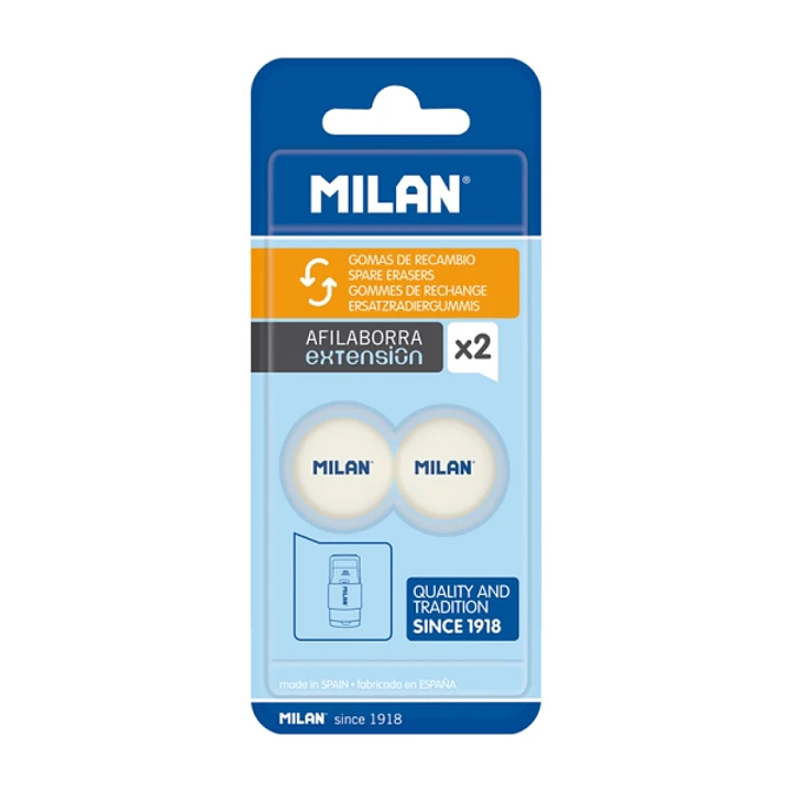 Milan Pack de 2 Gomas de Recambio Afilaborra Extension - Color Blanco 1