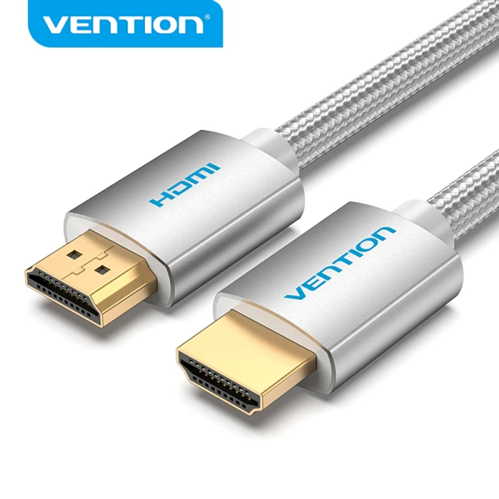 Vention Cable HDMI 2.0 - Trenzado Textil - Contactos Dorados - Soporte 4K, HDR, 3D - Apantallado - Color Plata 1