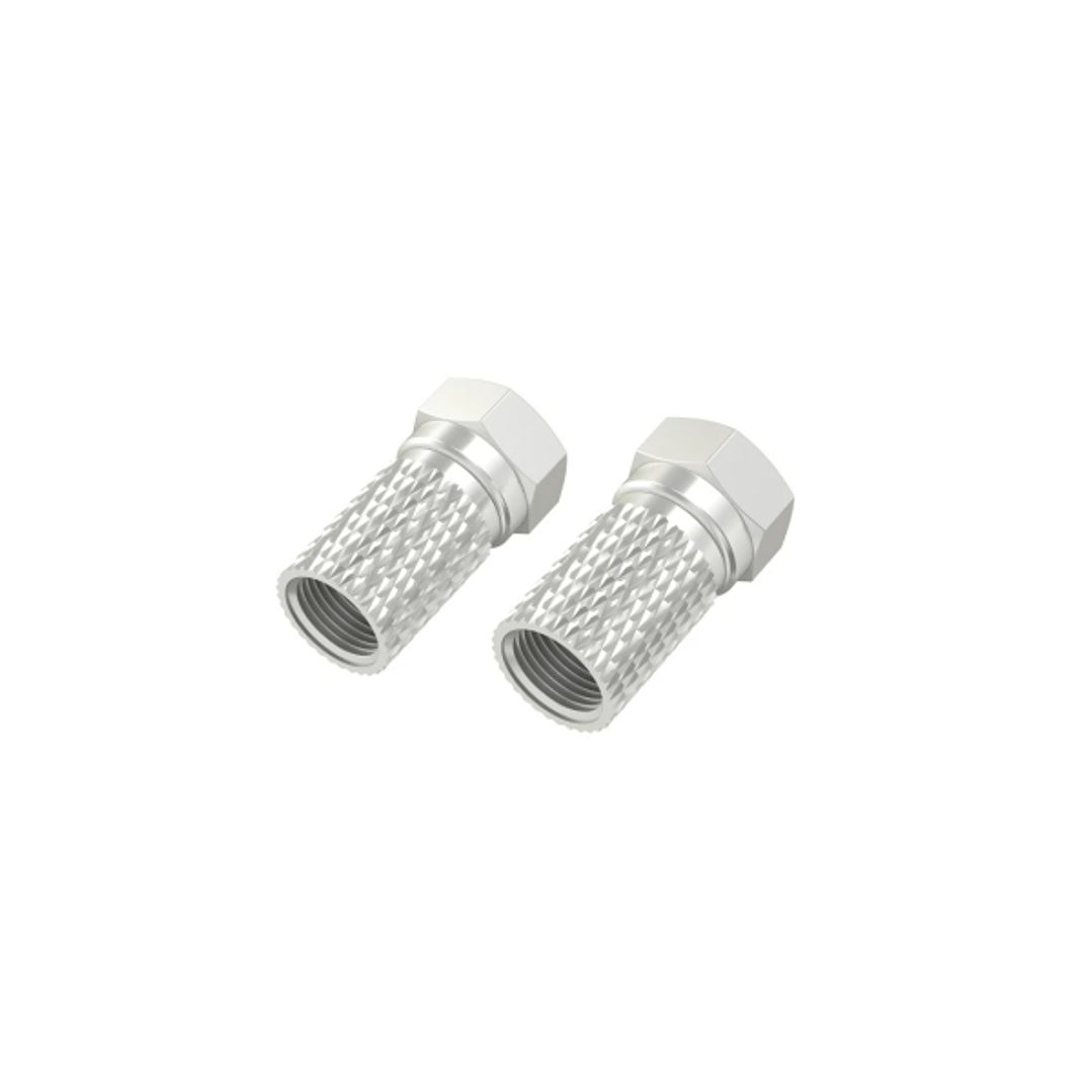 Hama Essential Pack de 2 Conectores F Macho - Cables hasta de 6.8mm - Fijacion con Tornillo - Color Plata 1