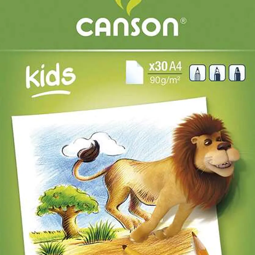 Canson Kids Dibujo Bloc Encolado de 30 Hojas A4 - 21x29.7cm - 90g - Color Blanco 1