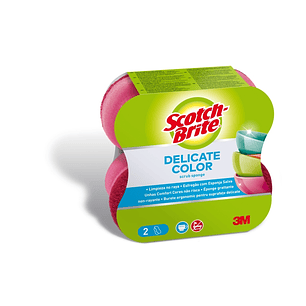 Scotch-Brite Delicate Color Pack de 2 Estropajos de Cocina - Proteccion para los Dedos - No Raya - Color Rosa