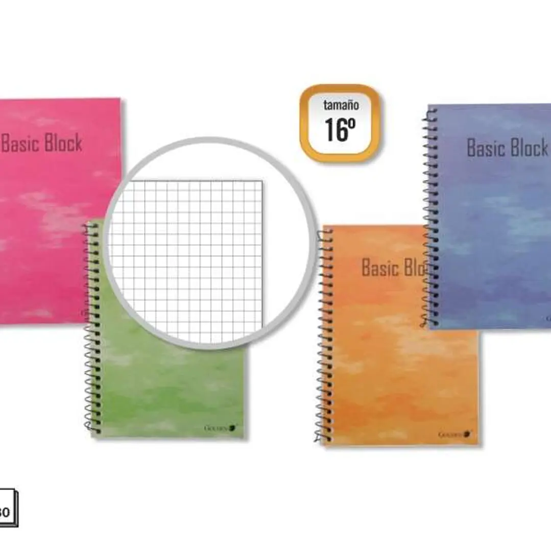 Golden Cuaderno Espiral 16º Natural (102x71mm) 80 Hojas 60gr Cuadricula - Tapa Plastificada - Margen Remarcado - Colores Surtidos 1