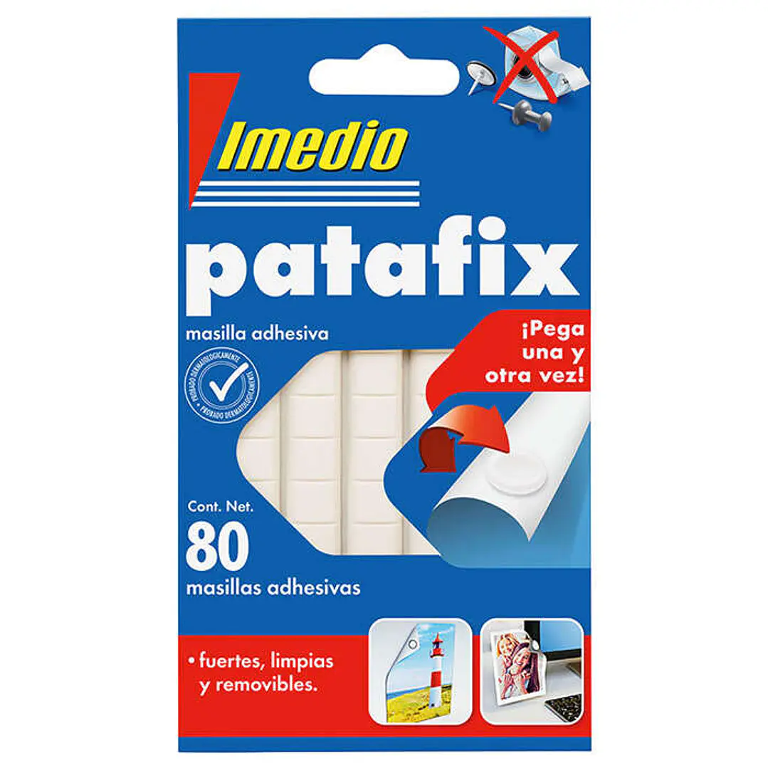 Imedio Patafix Masilla Adhesiva Blanca - Fuertes, Limpias y Removibles - 80 Piezas 1