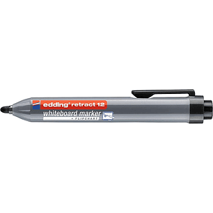 Edding Retract 12 Rotulador para Pizarra Blanca Retractil - Punta Redonda - Trazo entre 1.5 y 3mm - Recargable - Secado Rapido - Color Negro