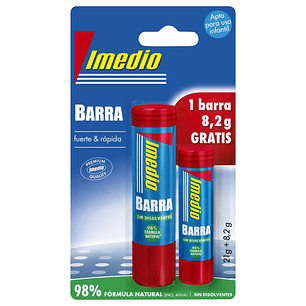 Imedio Pack de 2 Barras de Pegamento 1x 21grs + 1x 8.2grs - Sin Disolventes - Lavable - Apto para Uso Escolar