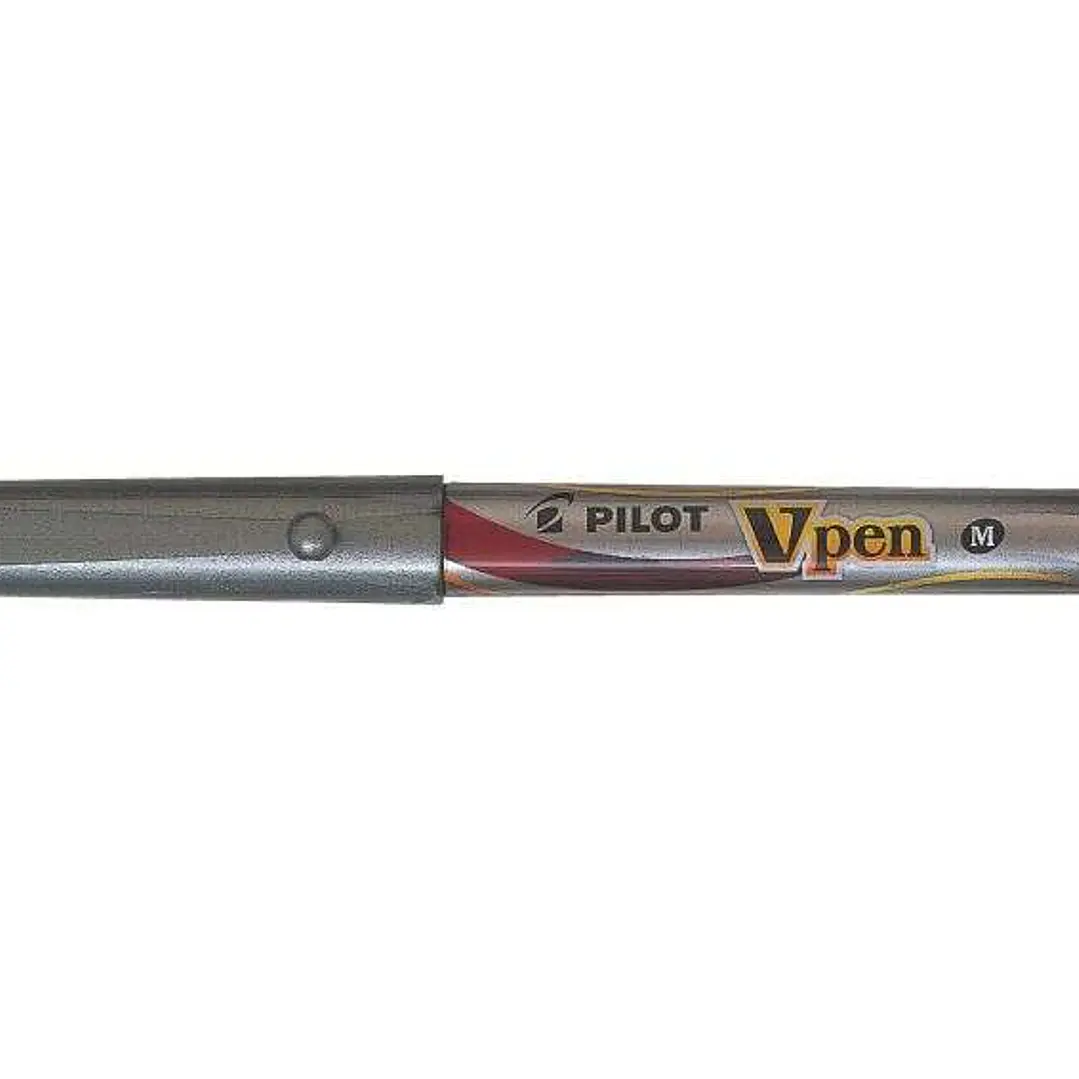 Pilot Pluma Estilografica V-Pen Silver - Desechable - Tinta Liquida - Punta de Acero - Trazo de 0.5mm - Color Rojo 1