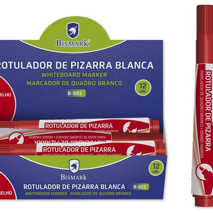Bismark Rotulador para Pizarra - Tinta a Base de Alcohol - Punta Media de Fibra Acrilica - Punta Redonda - Color Rojo 1