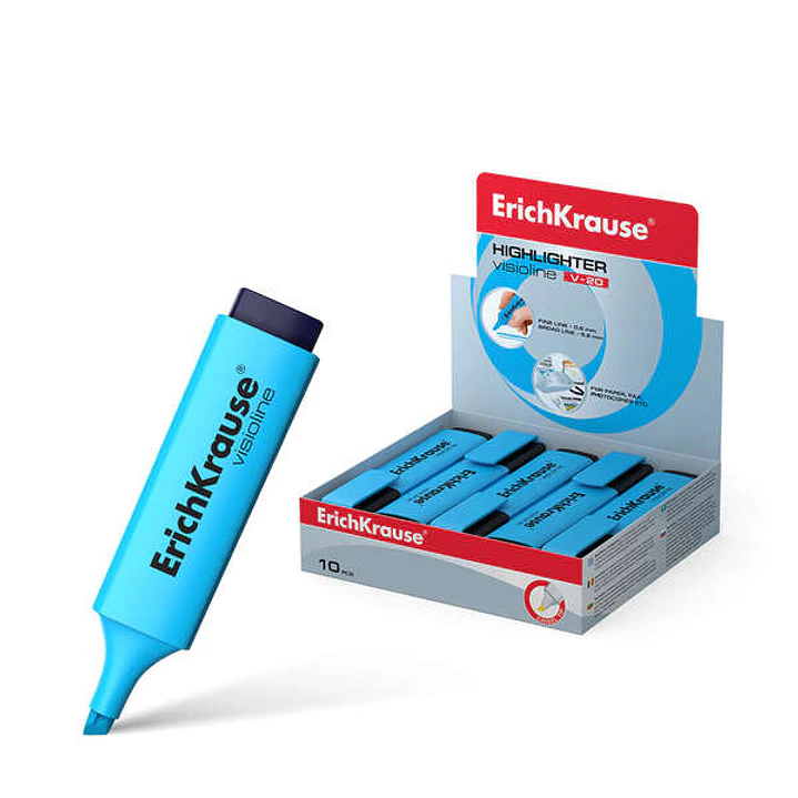 Erichkrause Visioline V-20 - Marcador de Texto - Punta Biselada - Tinta Fluorescente a Base de Agua - Color Azul 1