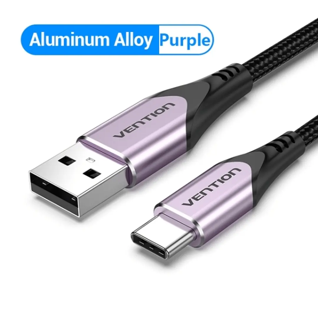 Vention Cable USB-C 2.0 a USB-A 3A 60W - 2m - Trenzado - Color Violeta 1